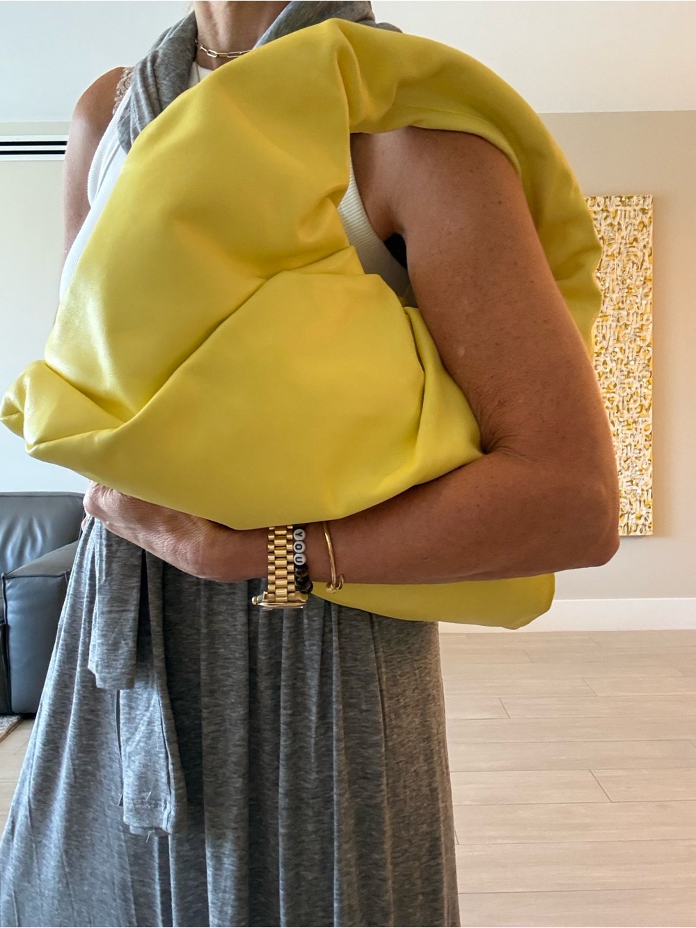 Bottega Veneta Lemon Yellow Padded Shoulder Hobo - Picture 6 of 7